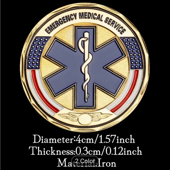 EMS Challenge Coin Gold Tone Star of Life - Picture 3 of 4